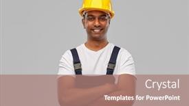  Presentation with building construction - Slides having profession-construction-and-building-happy background and a coral colored foreground