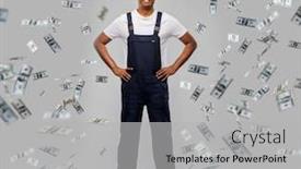  Presentation with money construction - Presentation theme enhanced with profession-construction-and-building-happy background and a light gray colored foreground