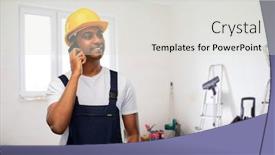  Presentation with construction equipment - Slide deck featuring profession-construction-and-building-happy background and a light gray colored foreground