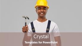  Presentation with building construction - Presentation design enhanced with profession-construction-and-building-happy background and a coral colored foreground