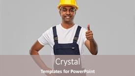  Presentation with building construction - Presentation theme with profession-construction-and-building-happy background and a gray colored foreground