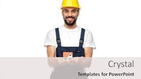  Presentation with house building - Slides featuring profession-construction-and-building-happy background and a light gray colored foreground