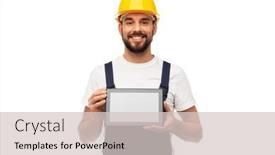  Presentation with building construction - Beautiful slide deck featuring profession-construction-and-building-happy backdrop and a lemonade colored foreground