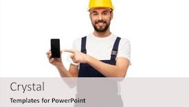  Presentation with building construction - Slide set having profession-construction-and-building-happy background and a light gray colored foreground