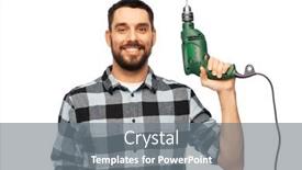  Presentation with building construction - PPT theme featuring profession-construction-and-building-happy background and a gray colored foreground