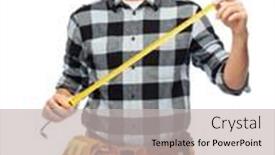  Presentation with building construction - Audience pleasing theme consisting of profession-construction-and-building-happy backdrop and a light gray colored foreground