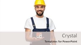  Presentation with house building - Audience pleasing presentation design consisting of profession-construction-and-building-happy backdrop and a light gray colored foreground