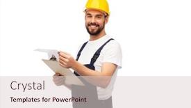  Presentation with building construction water supply - Presentation theme consisting of profession-construction-and-building-happy background and a lemonade colored foreground