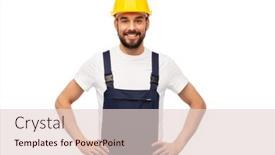  Presentation with building construction - PPT theme featuring profession-construction-and-building-happy background and a lemonade colored foreground