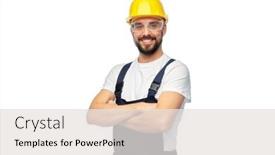  Presentation with building construction water supply - Presentation theme having profession-construction-and-building-male background and a light gray colored foreground