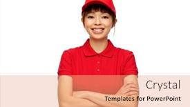  Presentation with job - Presentation design consisting of profession-job-and-people-concept background and a coral colored foreground