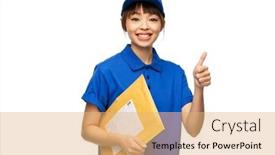  Presentation with job - Presentation theme featuring profession-job-and-people-concept background and a coral colored foreground