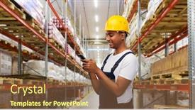  Presentation with technology - Colorful PPT theme enhanced with profession-logistic-business-and-technology backdrop and a tawny brown colored foreground