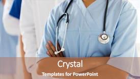  Presentation with health care - Slide deck with profession people and medicine concept background and a coral colored foreground