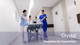  Presentation with patient care - Amazing theme having profession people health care reanimation backdrop and a ocean colored foreground