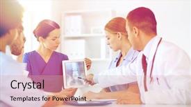  Presentation with medical profession - Audience pleasing PPT theme consisting of profession people surgery radiology backdrop and a coral colored foreground