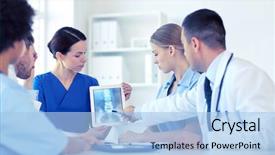  Presentation with medical profession - PPT theme consisting of profession people surgery radiology background and a light blue colored foreground