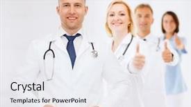  Presentation with teamwork - Theme having profession teamwork gesture and medicine background and a  colored foreground