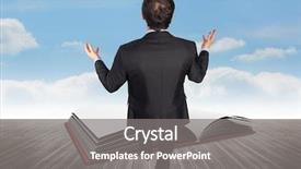  Presentation with open book - Colorful presentation theme enhanced with professiona - gesturing businessman against open book backdrop and a  colored foreground