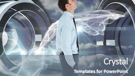  Presentation with structure design - PPT theme with professiona - happy businessman standing with hand background and a  colored foreground