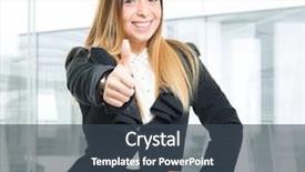  Presentation with thumbs up - Audience pleasing PPT theme consisting of professiona - portrait of a woman doing backdrop and a  colored foreground