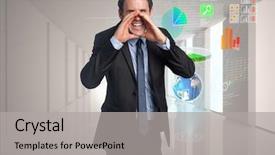  Presentation with steps - Amazing PPT theme having professiona - shouting businessman against steps leading backdrop and a  colored foreground