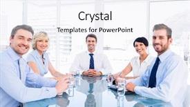  Presentation with conference table - PPT theme consisting of professiona - smartly dressed young executives sitting background and a  colored foreground
