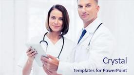  Presentation with healthcare technology - Cool new presentation theme with health professional - healthcare and technology concept backdrop and a sky blue colored foreground