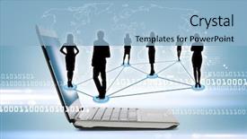  Presentation with networking - Presentation design consisting of it professional - technology and networking concept background and a light blue colored foreground