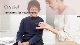  Presentation with needles - Amazing theme having professional-acupuncturist-showing-needles backdrop and a soft green colored foreground