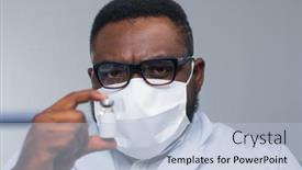  Presentation with scientific research - PPT layouts having professional-african-american-scientist background and a light blue colored foreground