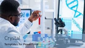  Presentation with research engineer - PPT layouts with professional-african-american-scientist background and a light blue colored foreground