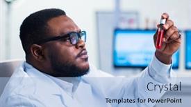  Presentation with genetic research - PPT theme featuring professional-african-american-scientist background and a light blue colored foreground