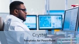  Presentation with research engineer - Colorful PPT layouts enhanced with professional-african-american-scientist backdrop and a light blue colored foreground