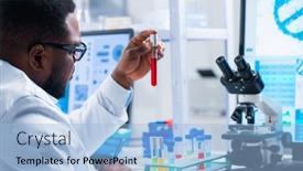  Presentation with research engineer - Presentation theme having professional-african-american-scientist background and a light blue colored foreground