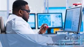  Presentation with genetic research - PPT theme consisting of professional-african-american-scientist background and a teal colored foreground