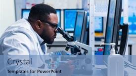  Presentation with research engineer - Audience pleasing slide set consisting of professional-african-american-scientist backdrop and a teal colored foreground