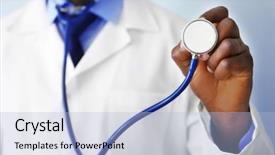  Presentation with doctor african - Theme featuring professional african doctor on light background and a light blue colored foreground