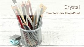  Presentation with art - PPT layouts featuring professional-art-materials-in-metal background and a cream colored foreground