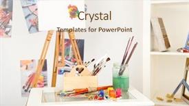  Presentation with art - PPT layouts having professional art studio background and a sky blue colored foreground