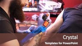  Presentation with tattoo - Presentation having professional-artist-making-tattoo background and a violet colored foreground