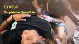  Presentation with tattoo - Colorful slides enhanced with professional artist making tattoo backdrop and a tawny brown colored foreground