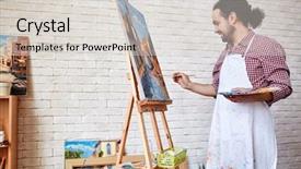  Presentation with canvas - Audience pleasing slide set consisting of professional artist painting a picture backdrop and a lemonade colored foreground