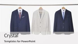  Presentation with man in suit guitar - Slide set enhanced with professional attire - business man suit three clothes background and a white colored foreground