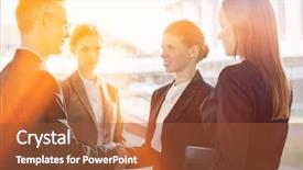  Presentation with shaking hands - Slide deck featuring professional attire - confident business people shaking hands background and a red colored foreground