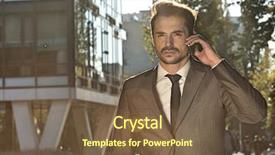  Presentation with cell - Presentation with professional attire - young businessman conversing on cell background and a tawny brown colored foreground