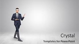  Presentation with space suit - PPT layouts having professional attire - young businessman in suit fighting background and a  colored foreground