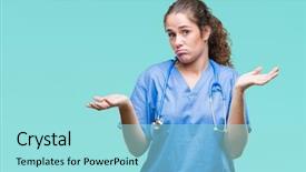  Presentation with army nurse - Colorful theme enhanced with professional attitude - young brunette doctor girl wearing backdrop and a arctic colored foreground