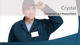  Presentation with auto - Cool new PPT layouts with professional auto mechanic isolated on white background backdrop and a light gray colored foreground