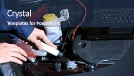  Presentation with diagnostics - Amazing slide deck having professional auto mechanic working backdrop and a ocean colored foreground